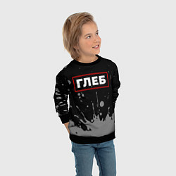 Свитшот детский Глеб - в красной рамке на темном, цвет: 3D-черный — фото 2