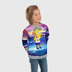 Свитшот детский Барт Симпсон с пончиками в космическом пространств, цвет: 3D-меланж — фото 2