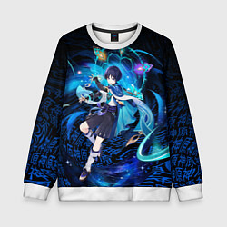 Свитшот детский Странник - Скарамучча, цвет: 3D-белый