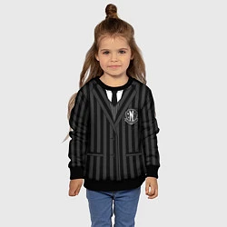 Свитшот детский Ученик академии Невермор ЧБ: униформа, цвет: 3D-черный — фото 2