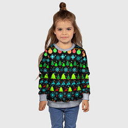 Свитшот детский Узор с ёлками и оленями, цвет: 3D-меланж — фото 2