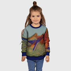 Свитшот детский Волнообразные разноцветные музыкальные линии, цвет: 3D-синий — фото 2