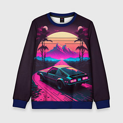 Детский свитшот Synthwave car and mountains