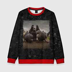 Свитшот детский Голуби клюют, цвет: 3D-красный