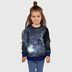 Свитшот детский Космос, планета и корабль, цвет: 3D-синий — фото 2