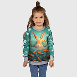 Свитшот детский Кролик в море моркови, цвет: 3D-меланж — фото 2