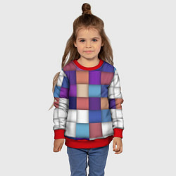 Свитшот детский Геометрическое множество разноцветных квадратов, цвет: 3D-красный — фото 2