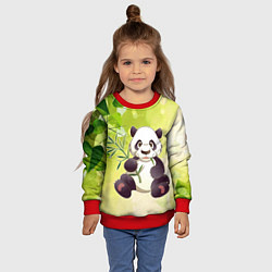 Свитшот детский Панда на фоне листьев, цвет: 3D-красный — фото 2