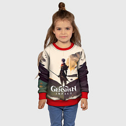 Свитшот детский Геншин Импакт, рисунок маслом, цвет: 3D-красный — фото 2