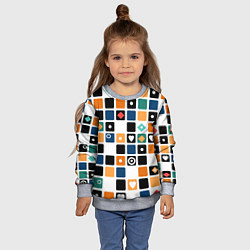 Свитшот детский Разноцветный геометрический узор Мозаика, цвет: 3D-меланж — фото 2