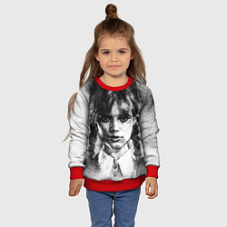 Свитшот детский Уэнсдэй рисунок, цвет: 3D-красный — фото 2