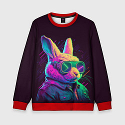 Свитшот детский Модный кролик в очках, цвет: 3D-красный