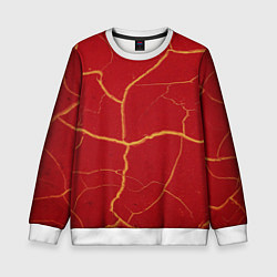 Свитшот детский Красный текстурный узор, цвет: 3D-белый