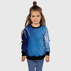 Свитшот детский Белые полосы на синем фоне, цвет: 3D-черный — фото 2