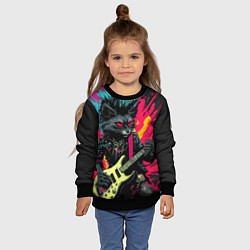 Свитшот детский Rocker Cat on a dark background - C-Cats collectio, цвет: 3D-черный — фото 2