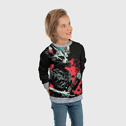 Свитшот детский Rocker Cat on a black background - C-Cats collecti, цвет: 3D-меланж — фото 2