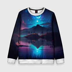 Свитшот детский Ночное небо, пейзаж, цвет: 3D-белый