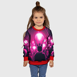 Свитшот детский Абстрактные идеи в виде лампочек у людей в неоново, цвет: 3D-красный — фото 2