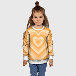 Свитшот детский Hearts orange, цвет: 3D-белый — фото 2