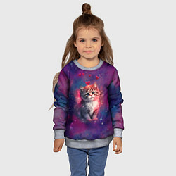 Свитшот детский Космически котенок, цвет: 3D-меланж — фото 2