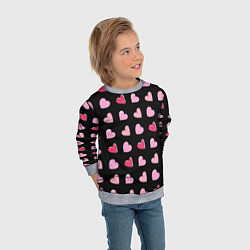 Свитшот детский Валентинки на черном фоне, цвет: 3D-меланж — фото 2