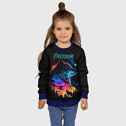 Свитшот детский Волк свобода, цвет: 3D-синий — фото 2
