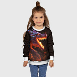 Свитшот детский Огненный дракон, цвет: 3D-белый — фото 2