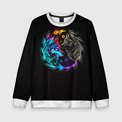 Детский свитшот Инь-янь волки неон