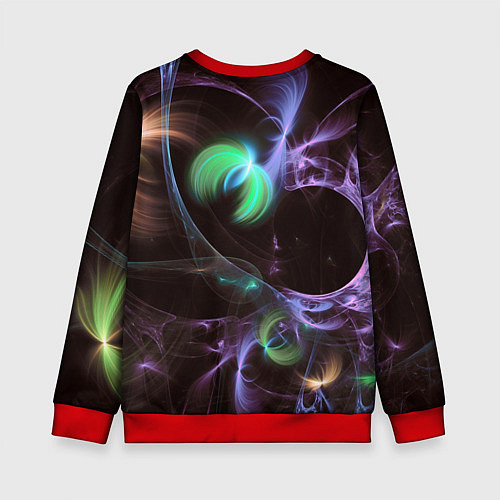 Детский свитшот Магические фиолетовые волны и цветные космические / 3D-Красный – фото 2