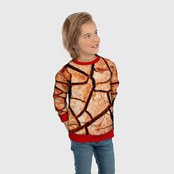 Свитшот детский Треснувшая земля, цвет: 3D-красный — фото 2