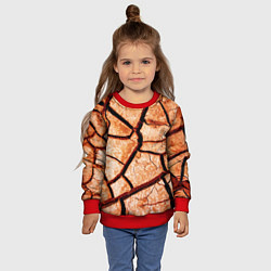 Свитшот детский Треснувшая земля, цвет: 3D-красный — фото 2