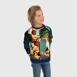 Свитшот детский Пиццазавр, цвет: 3D-синий — фото 2