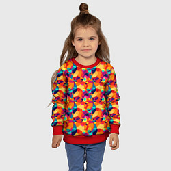 Свитшот детский Абстрактный узор из разноцветных окружностей, цвет: 3D-красный — фото 2
