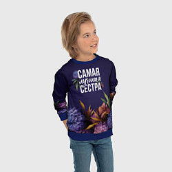 Свитшот детский Самая лучшая сестра цветы, цвет: 3D-синий — фото 2