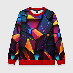 Свитшот детский Неоновые абстрактные плиты, цвет: 3D-красный