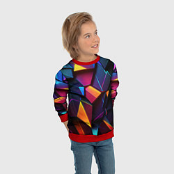 Свитшот детский Неоновые абстрактные плиты, цвет: 3D-красный — фото 2
