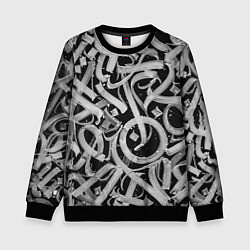Свитшот детский Черно-белая каллиграфия, цвет: 3D-черный