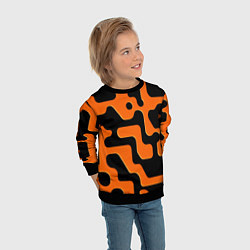 Свитшот детский Черно-оранжевый абстрактный лабиринт, цвет: 3D-черный — фото 2