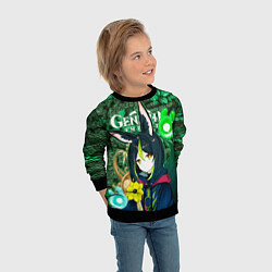 Свитшот детский Тигнари на фоне листвы, цвет: 3D-черный — фото 2