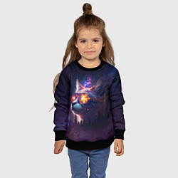 Свитшот детский Кот в очках в космосе, цвет: 3D-черный — фото 2