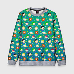 Свитшот детский Южный Парк - паттерн персонажи, цвет: 3D-меланж