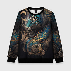 Свитшот детский Тигр Irezumi, цвет: 3D-черный