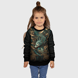 Свитшот детский Изумрудный Дракон Irezumi, цвет: 3D-черный — фото 2