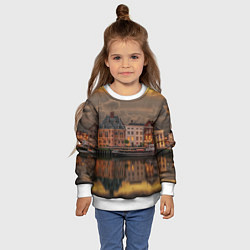 Свитшот детский Мирный город на воде и тучи, цвет: 3D-белый — фото 2