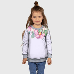 Свитшот детский Пастельные цветы акварелью - наверху, цвет: 3D-меланж — фото 2