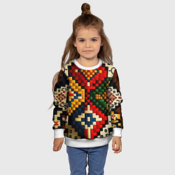 Свитшот детский Русский узор крестиком, цвет: 3D-белый — фото 2
