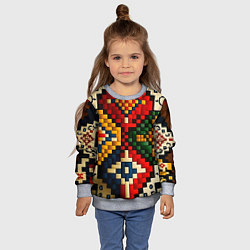 Свитшот детский Русский узор крестиком, цвет: 3D-меланж — фото 2