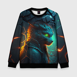 Детский свитшот Кот из разломленных неоновых плит