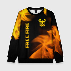 Свитшот детский Free Fire - gold gradient: надпись, символ, цвет: 3D-черный