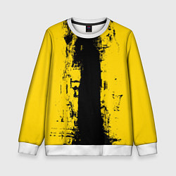 Свитшот детский Вертикальная черно-желтая полоса Cyberpunk 2077, цвет: 3D-белый